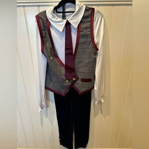 WEISSMAN Adult Medium Black Pants Vest Grey Plaid Vest White Shirt Dance…